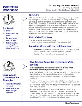 The first page of Determining Importance with A Sick Day for Amos McGee