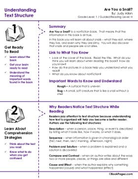 The first page of Understanding Text Structure with Are You a Snail?