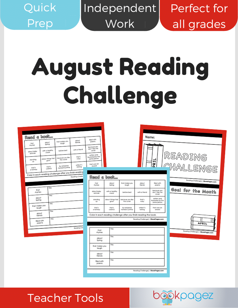 Teaching resource cover for August Reading Challenge