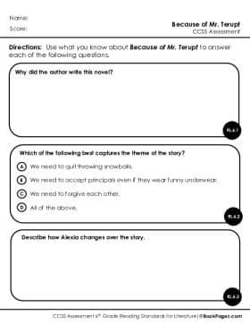 Thumbnail for Comprehension Assessment with Because of Mr. Terupt