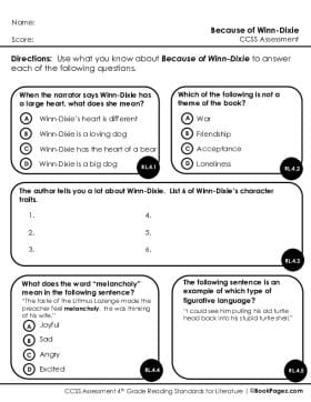 Thumbnail for Comprehension Assessment with Because of Winn-Dixie