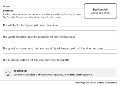 Thumbnail for Cause and Effect Sentence Stems with Big Pumpkin