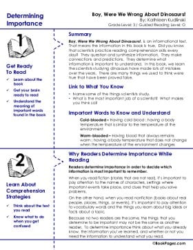 The first page of Determining Importance with Boy, Were We Wrong About Dinosaurs!