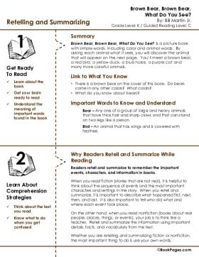 The first page of Retelling & Summarizing with Brown Bear, Brown Bear, What Do You See?