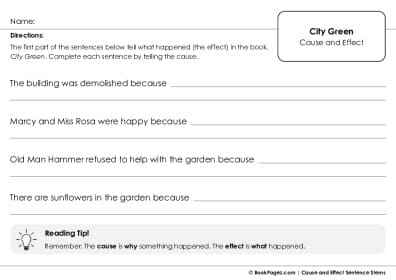 Thumbnail for Cause and Effect Sentence Stems with City Green