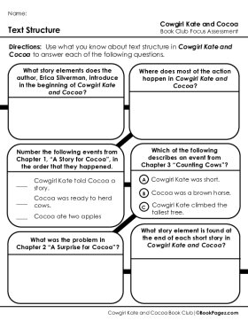 The first page of Book Club for Cowgirl Kate and Cocoa Focus Assessment and Rubric