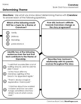 The first page of Book Club for Crenshaw Focus Assessment and Rubric