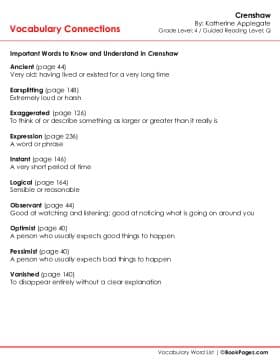 The first page of Vocabulary Connections with Crenshaw