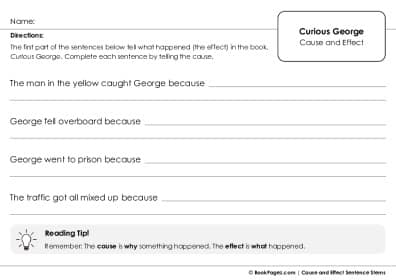 Thumbnail for Cause and Effect Sentence Stems with Curious George