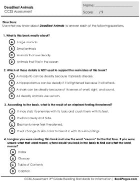 Thumbnail for Comprehension Assessment with Deadliest Animals
