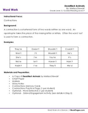 The first page of Contractions with Deadliest Animals