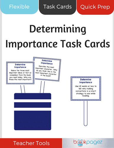 Teaching resource cover for Determining Importance Task Cards