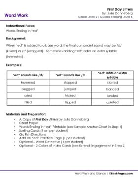 The first page of Suffixes with First Day Jitters