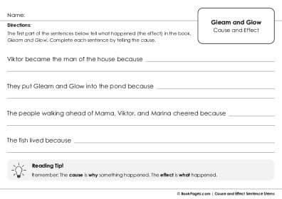 Thumbnail for Cause and Effect Sentence Stems with Gleam and Glow