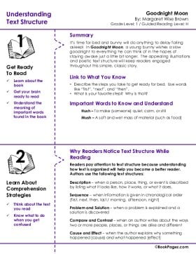 The first page of Understanding Text Structure with Goodnight Moon
