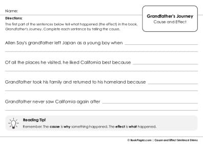 Thumbnail for Cause and Effect Sentence Stems with Grandfather's Journey