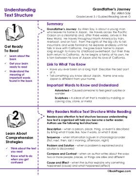 The first page of Understanding Text Structure with Grandfather's Journey