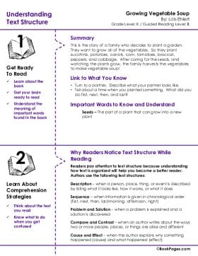 The first page of Understanding Text Structure with Growing Vegetable Soup