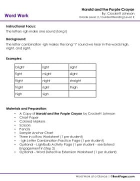 The first page of Diphthongs with Harold and the Purple Crayon