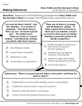 The first page of Book Club for Harry Potter and the Sorcerer's Stone Focus Assessment and Rubric