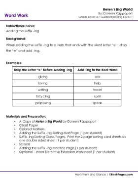 The first page of Suffixes with Helen's Big World