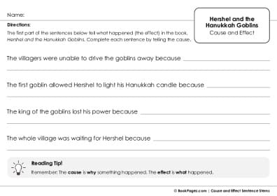 Thumbnail for Cause and Effect Sentence Stems with Hershel and the Hanukkah Goblins