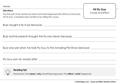 Thumbnail for Cause and Effect Sentence Stems with Hi! Fly Guy