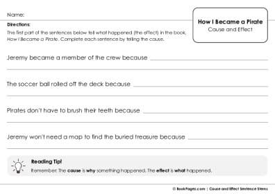 Thumbnail for Cause and Effect Sentence Stems with How I Became a Pirate