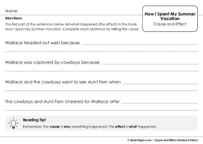 Thumbnail for Cause and Effect Sentence Stems with How I Spent My Summer Vacation
