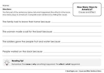 Thumbnail for Cause and Effect Sentence Stems with How Many Days to America?