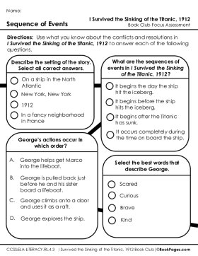 The first page of Book Club for I Survived the Sinking of the Titanic