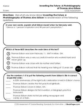 Thumbnail for Comprehension Assessment with Inventing the Future: A Photobiography of Thomas Alva Edison