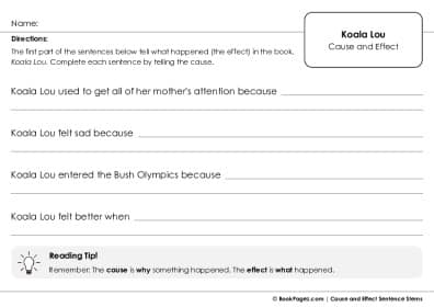 Thumbnail for Cause and Effect Sentence Stems with Koala Lou