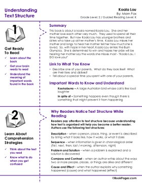 The first page of Understanding Text Structure with Koala Lou