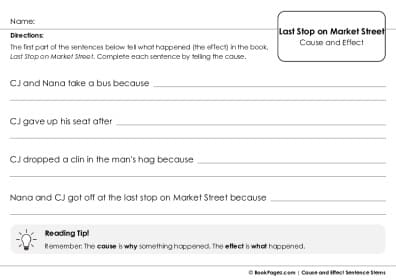 Thumbnail for Cause and Effect Sentence Stems with Last Stop on Market Street