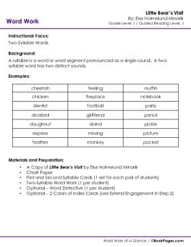 The first page of Syllables with Little Bear's Visit