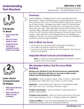 The first page of Understanding Text Structure with Little Bear's Visit