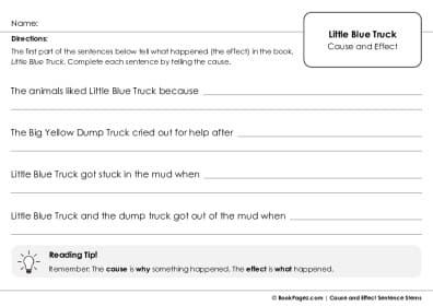 Thumbnail for Cause and Effect Sentence Stems with Little Blue Truck