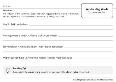 Thumbnail for Cause and Effect Sentence Stems with Martin's Big Words