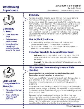 The first page of Determining Importance with My Mouth Is a Volcano!