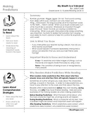 The first page of Making Predictions with My Mouth Is a Volcano!