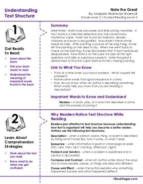 The first page of Understanding Text Structure with Nate the Great