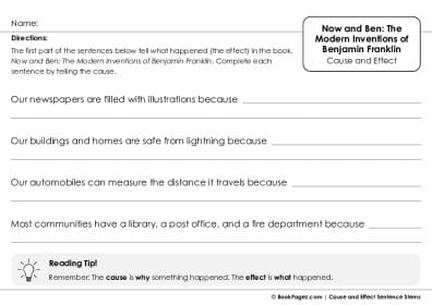 Thumbnail for Cause and Effect Sentence Stems with Now and Ben: The Modern Inventions of Benjamin Franklin