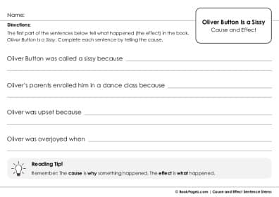 Thumbnail for Cause and Effect Sentence Stems with Oliver Button Is a Sissy