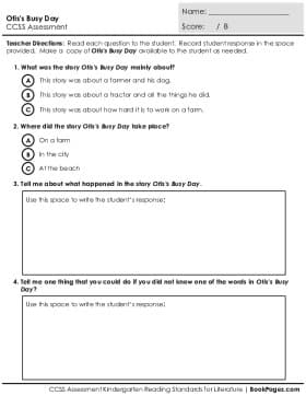 Thumbnail for Comprehension Assessment with Otis's Busy Day