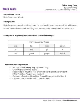 The first page of High-Frequency Words with Otis's Busy Day