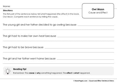 Thumbnail for Cause and Effect Sentence Stems with Owl Moon