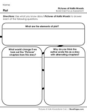 The first page of Book Club for Pictures of Hollis Woods Focus Assessment and Rubric