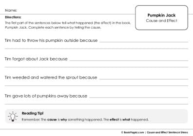Thumbnail for Cause and Effect Sentence Stems with Pumpkin Jack