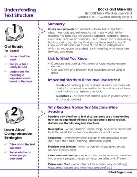 The first page of Understanding Text Structure with Rocks and Minerals